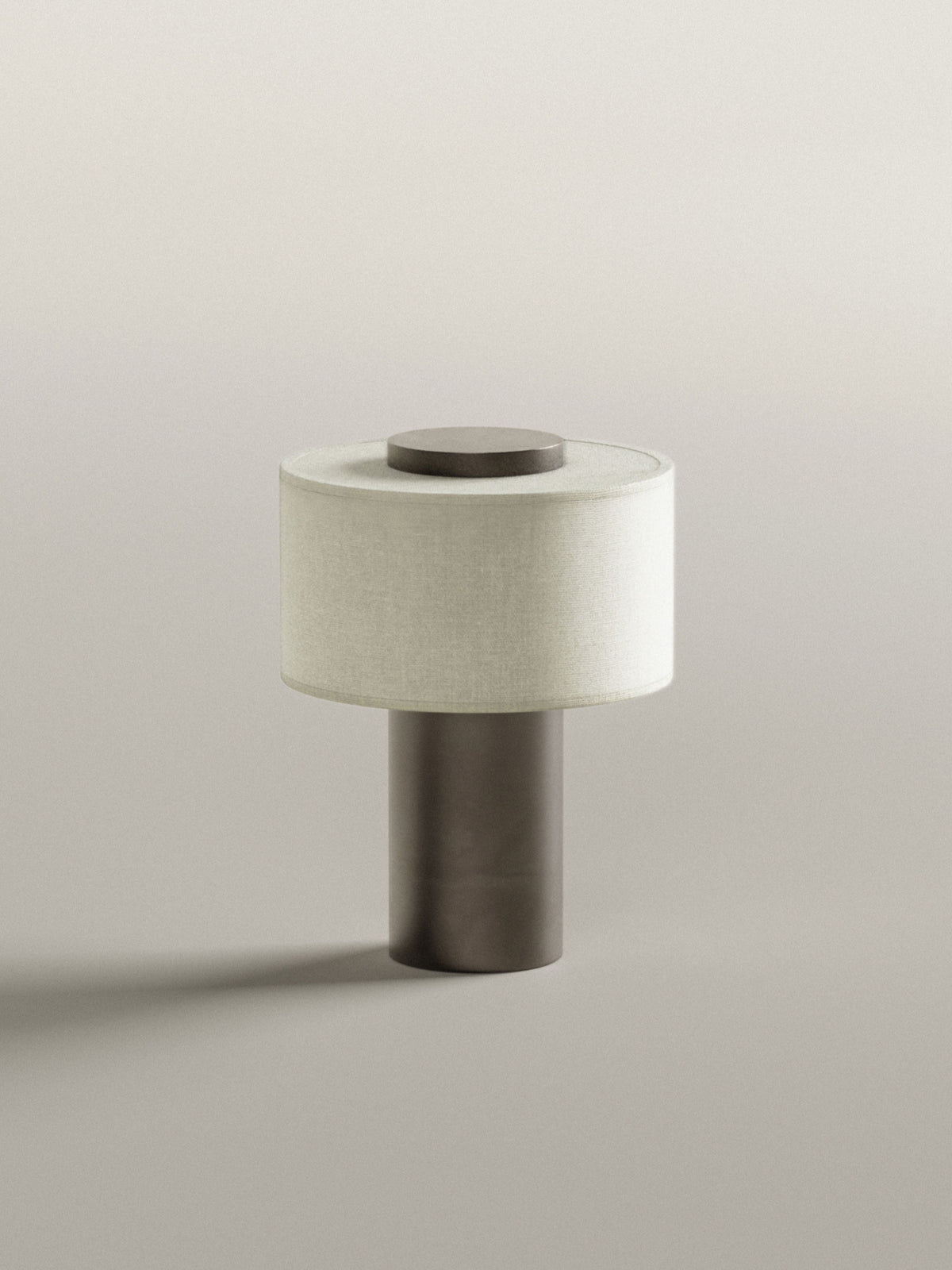 Oriel Bronze Portable Lamp angled view of the unlit shade