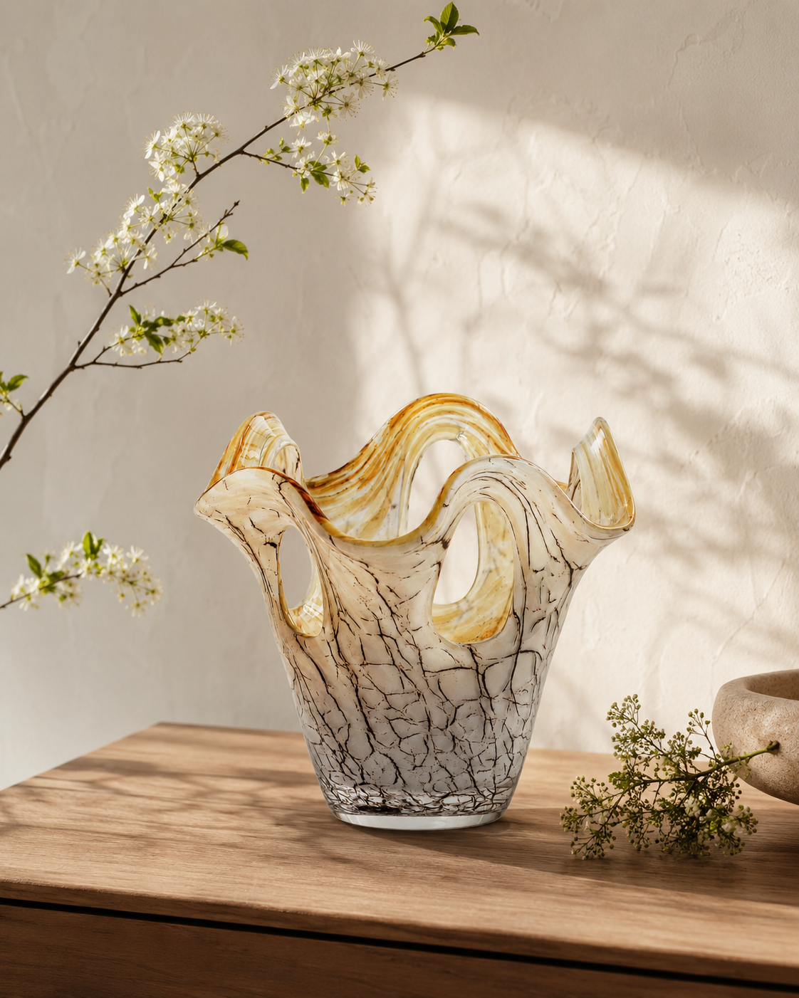 Eden Crest Vase with stems on a tabletop