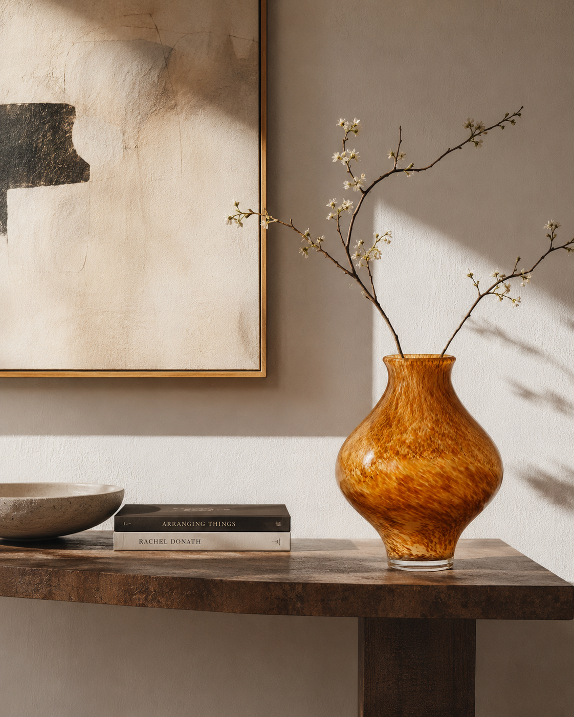 Nela Honey Vase on a console