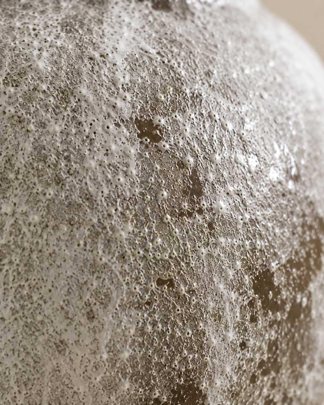 Sora Patina Vase close-up showing gray and off-white mottling