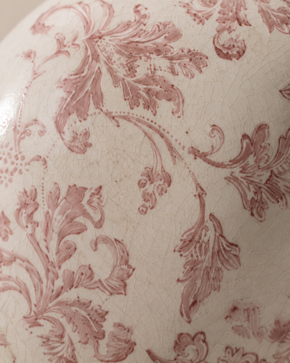 Eden Rose Vase close-up showing dusty rose floral pattern