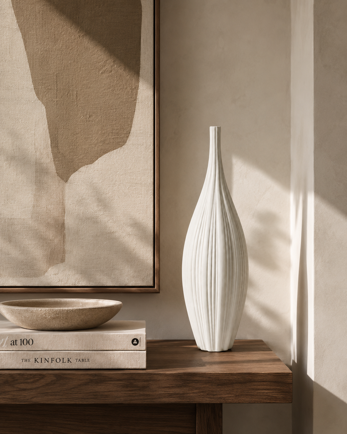 Riva Fluted Vase on a console