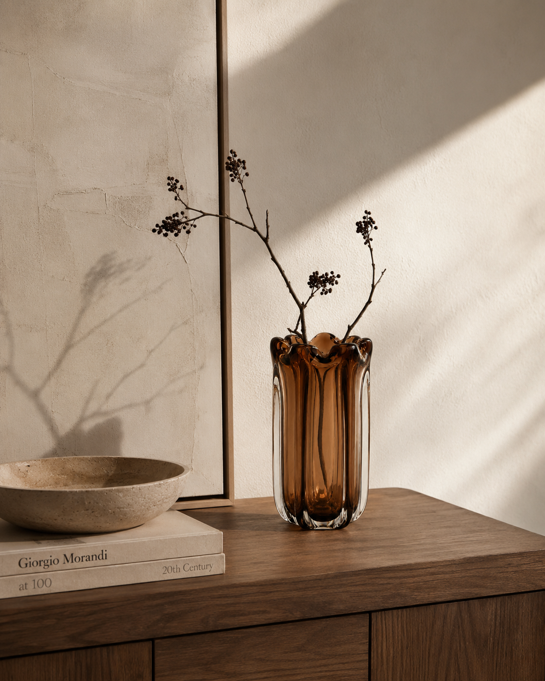 Luna Crown Vase on a console