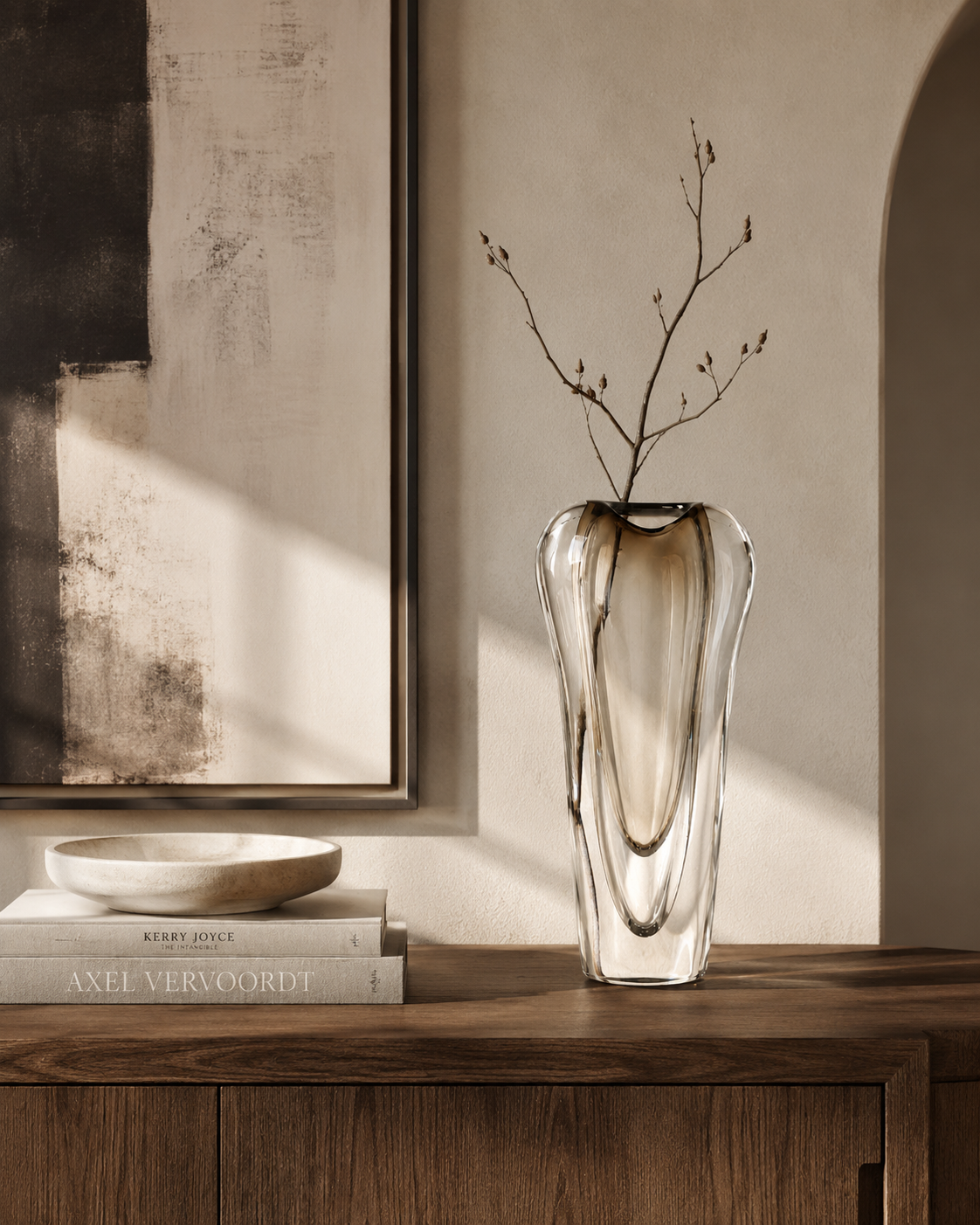Nela Halo Vase on a console
