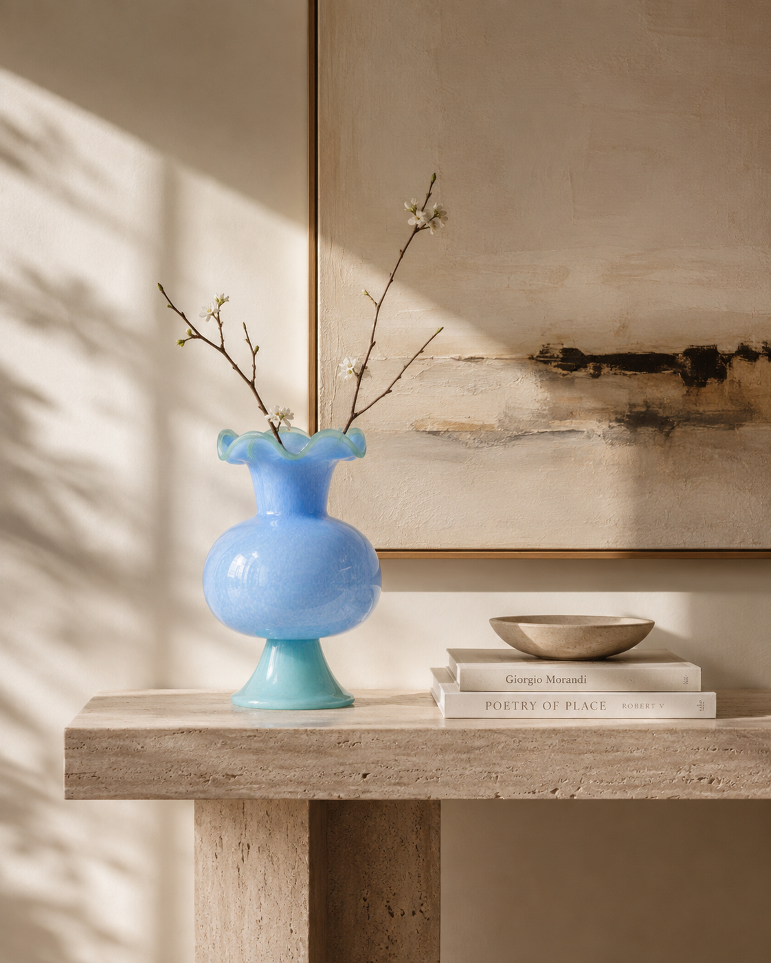 Nela Azure Vase on a console