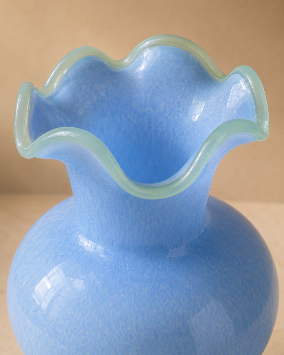 Nela Azure Vase rim and opening detail