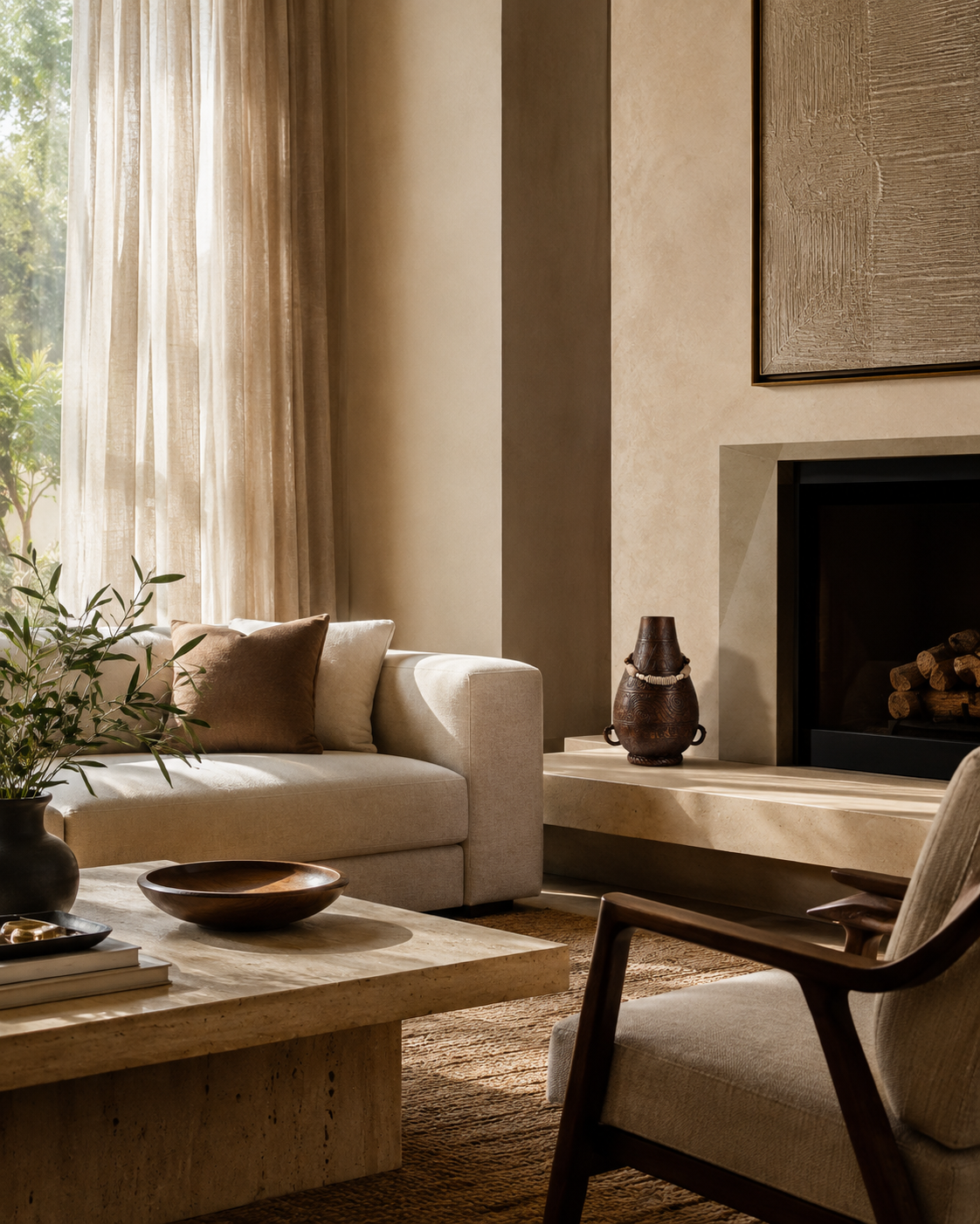 Riva Bead Vase on a coffee table in a living room