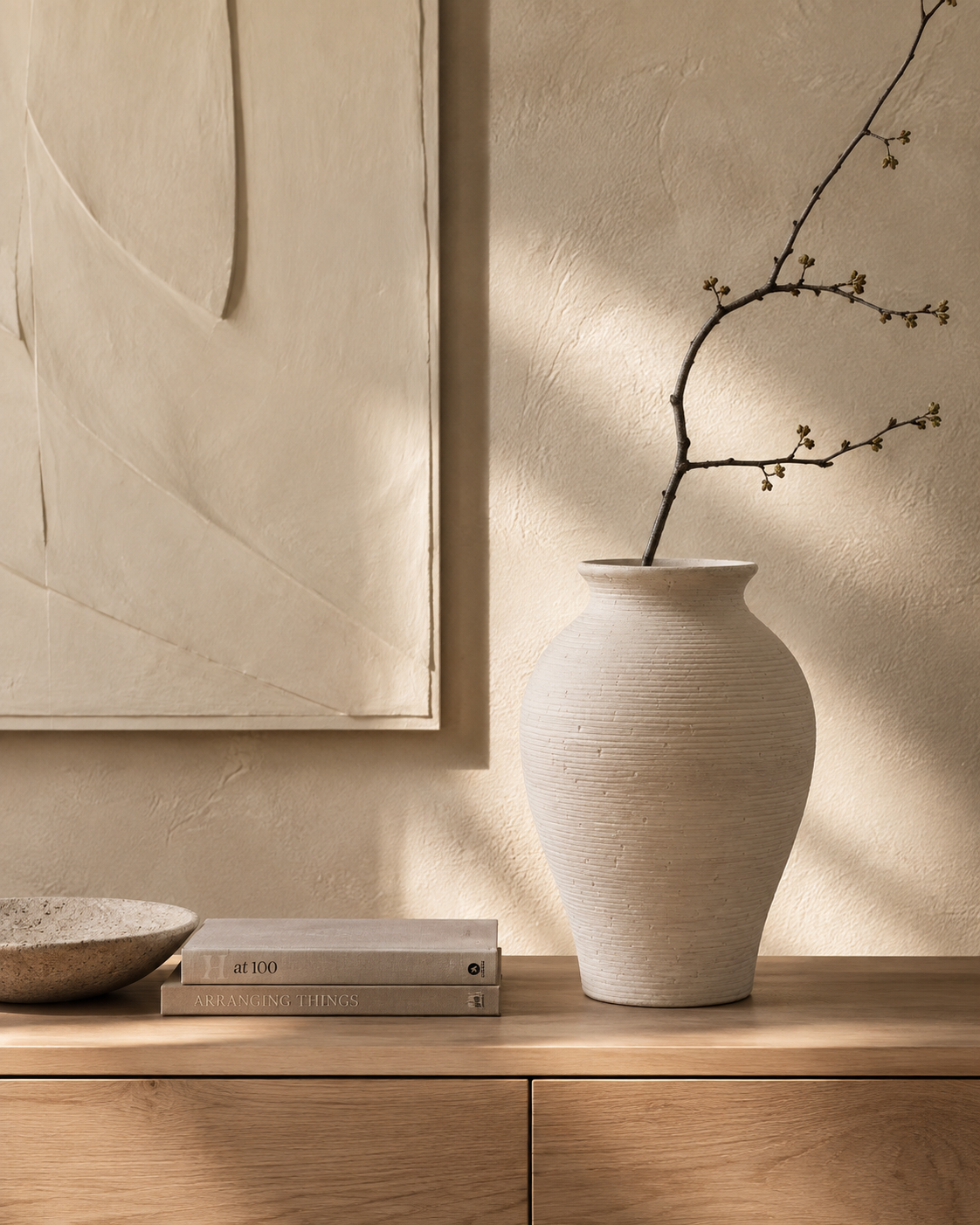 Olia Contour Vase on a console