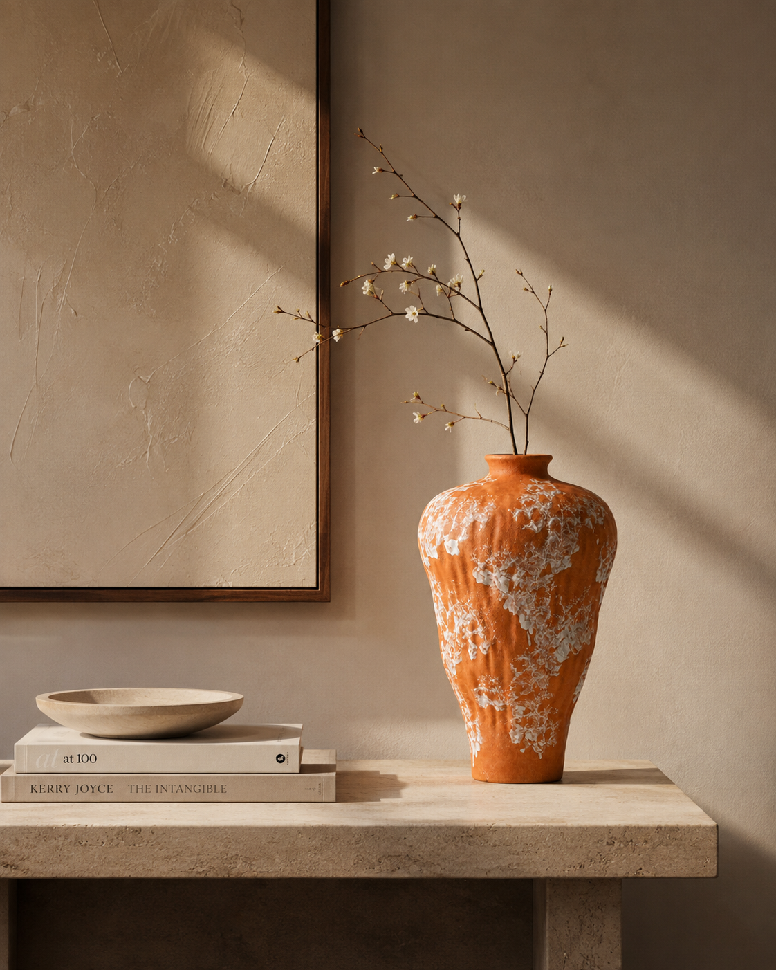 Olia Sienna Vase on a console