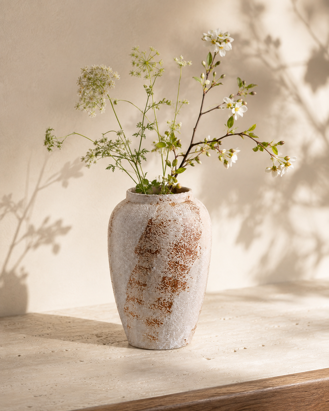 Mina Frost Vase with stems on a tabletop