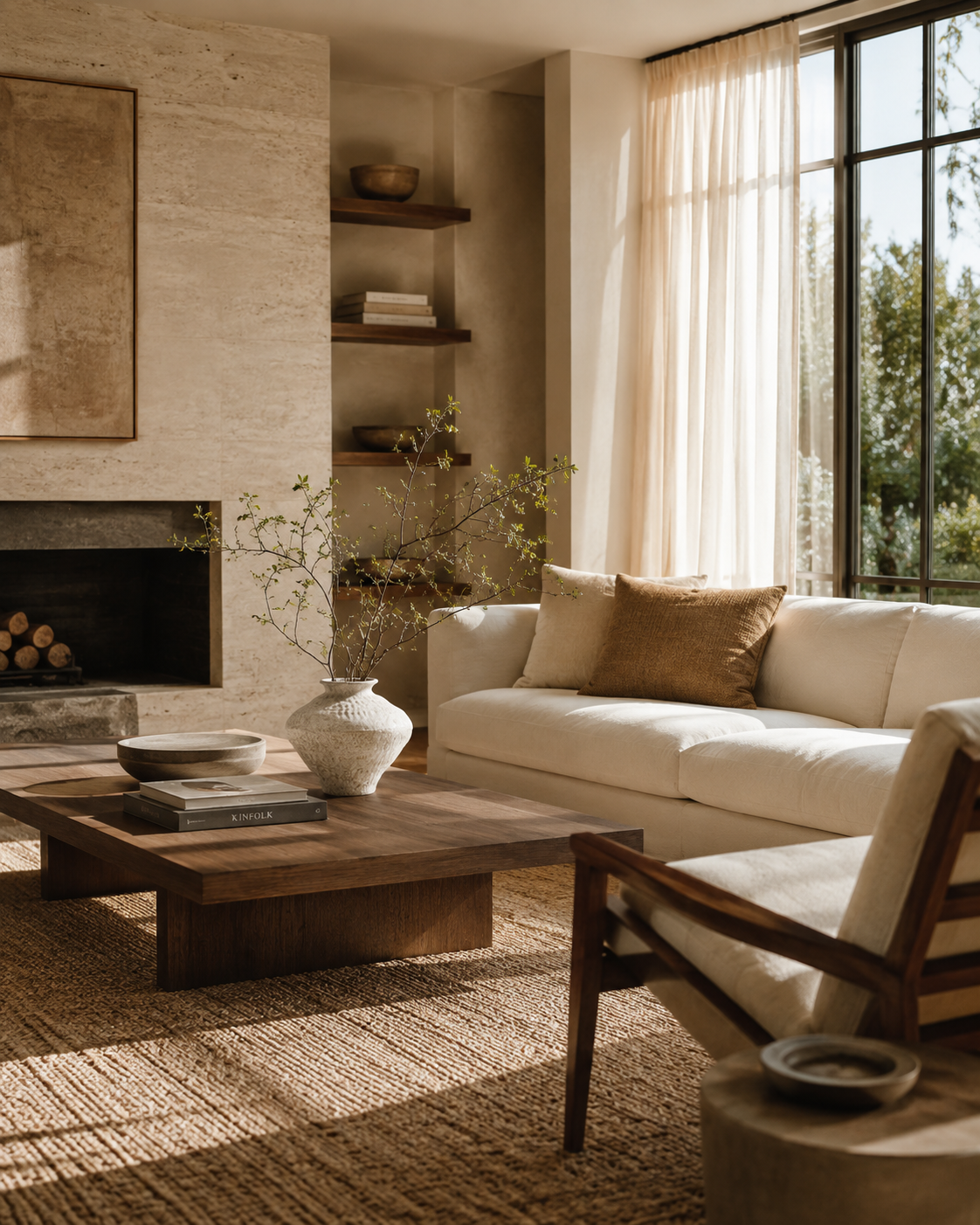 Odea Horizon Vase on a coffee table in a living room