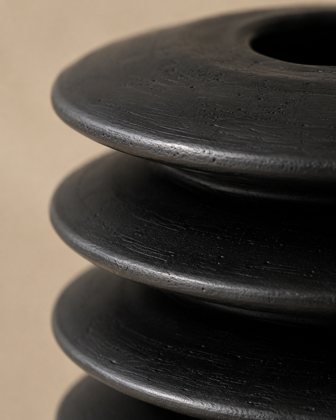 Rina Tier Vase close-up showing black finish