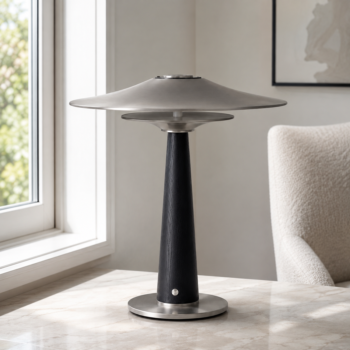 Vienne Sculptural Table Lamp beside a bright window
