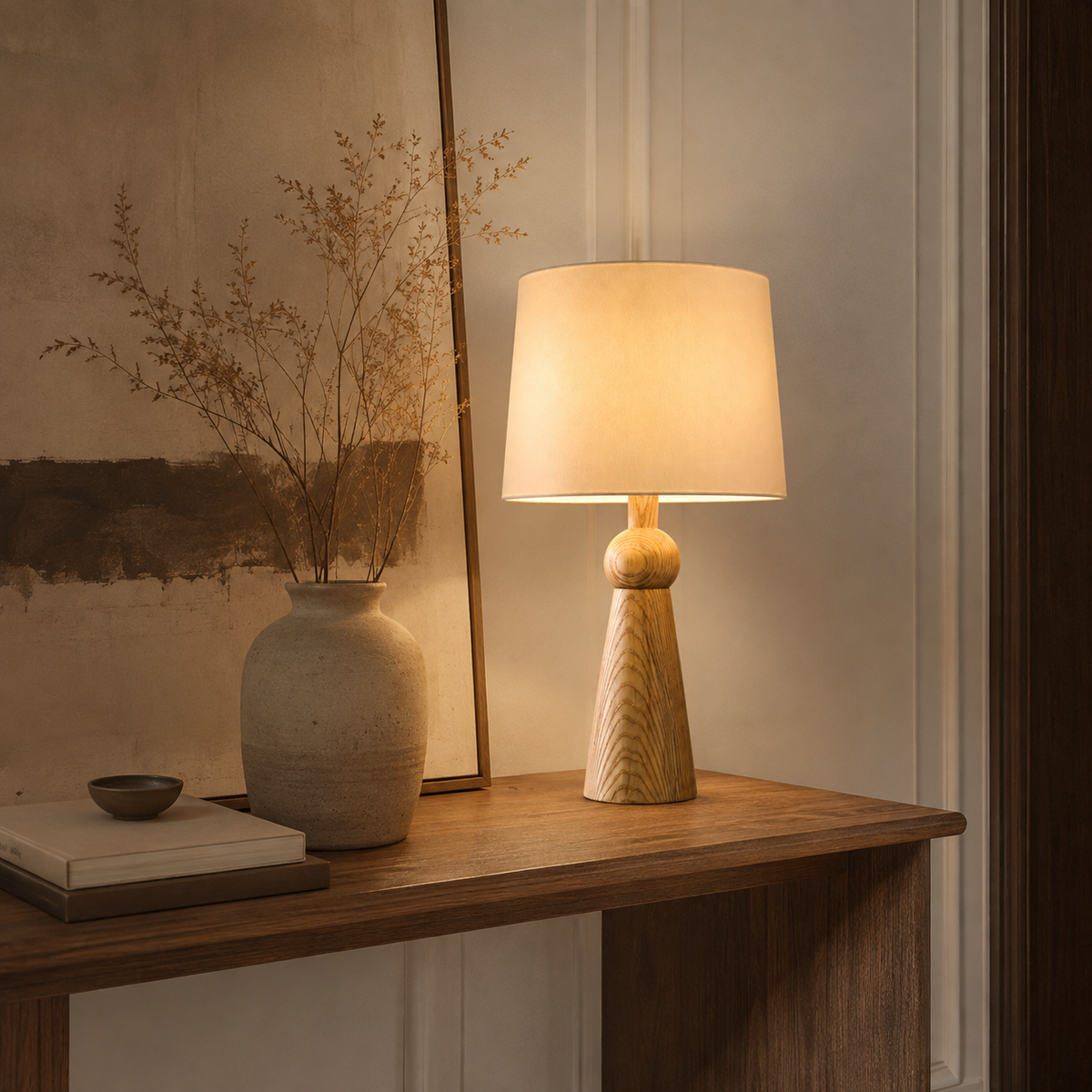 Noelle Bedside Table Lamp on a console