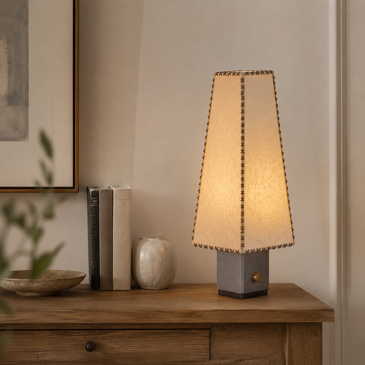 Nyla Sculptural Table Lamp on a console