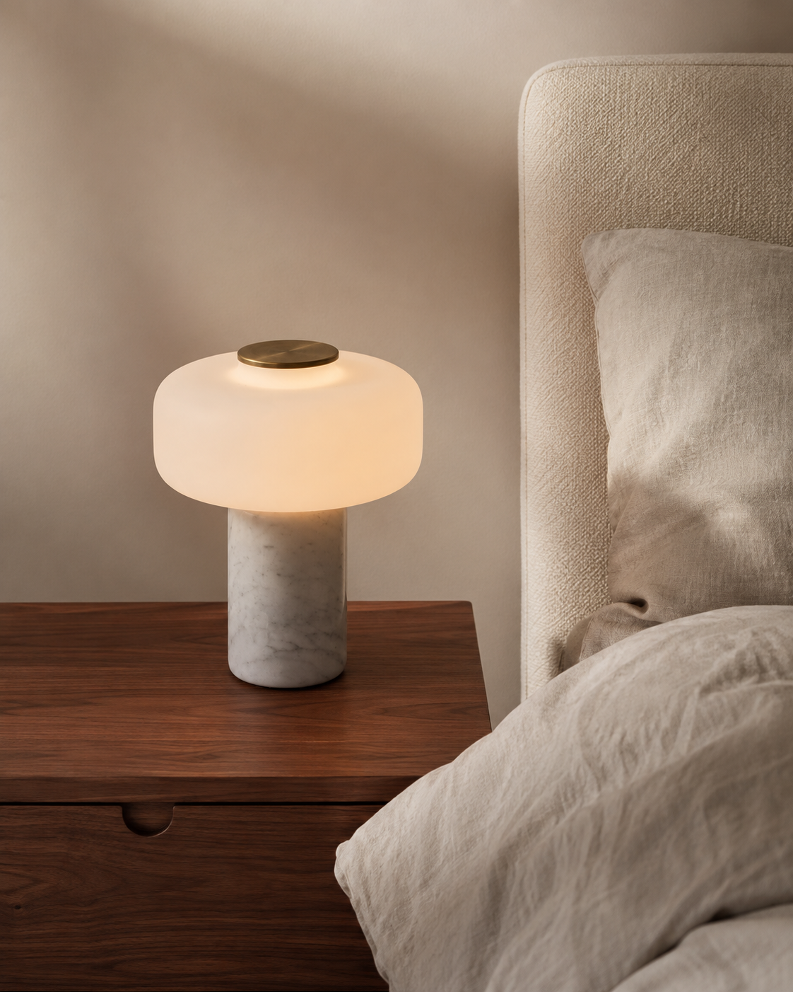 Perrine Sculptural Table Lamp on a bedside table