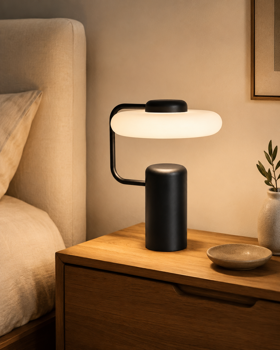 Lisette Sculptural Table Lamp on a bedside table