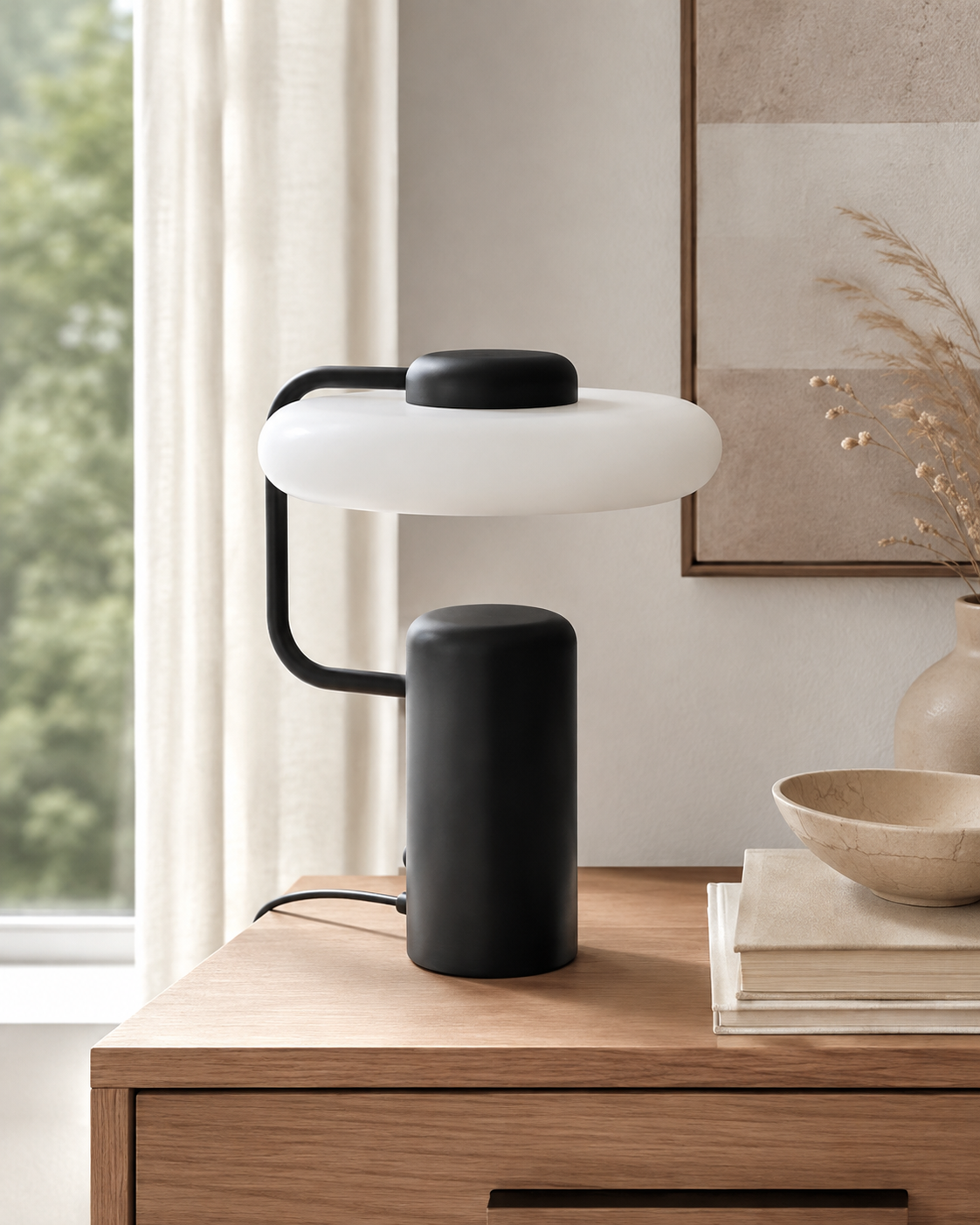 Lisette Sculptural Table Lamp in daylight near a window