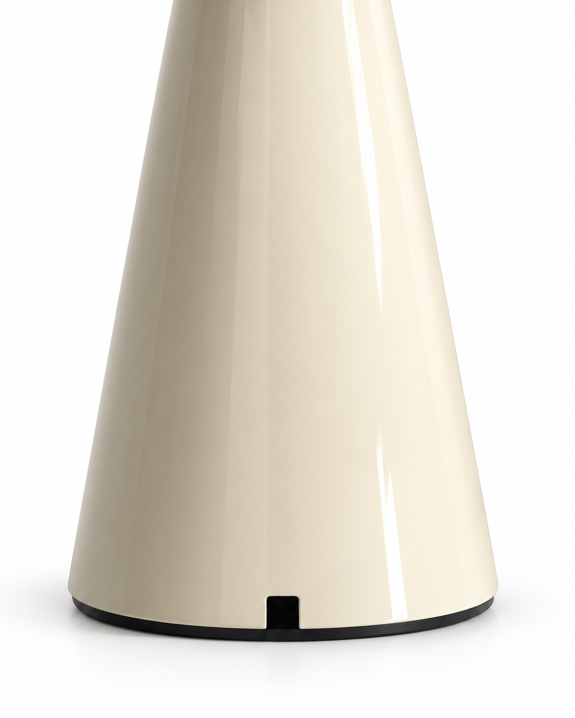 Sora Metal Table Lamp cream tapered base and dark control opening