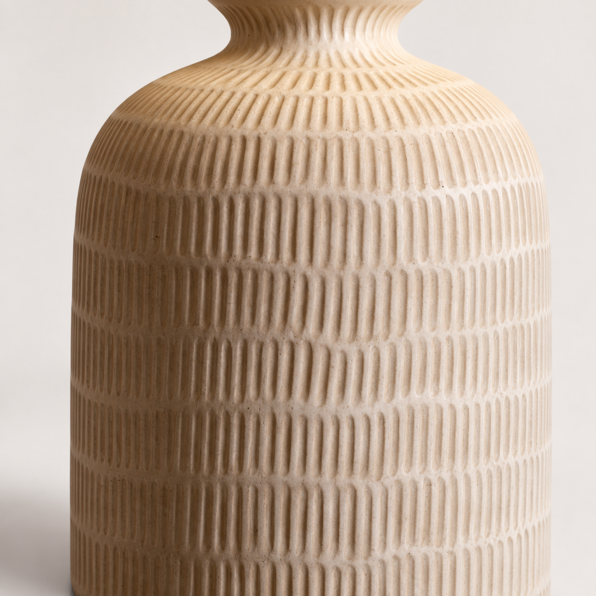 Nila Linen & Stone Table Lamp rounded shoulders with repeated vertical grooves