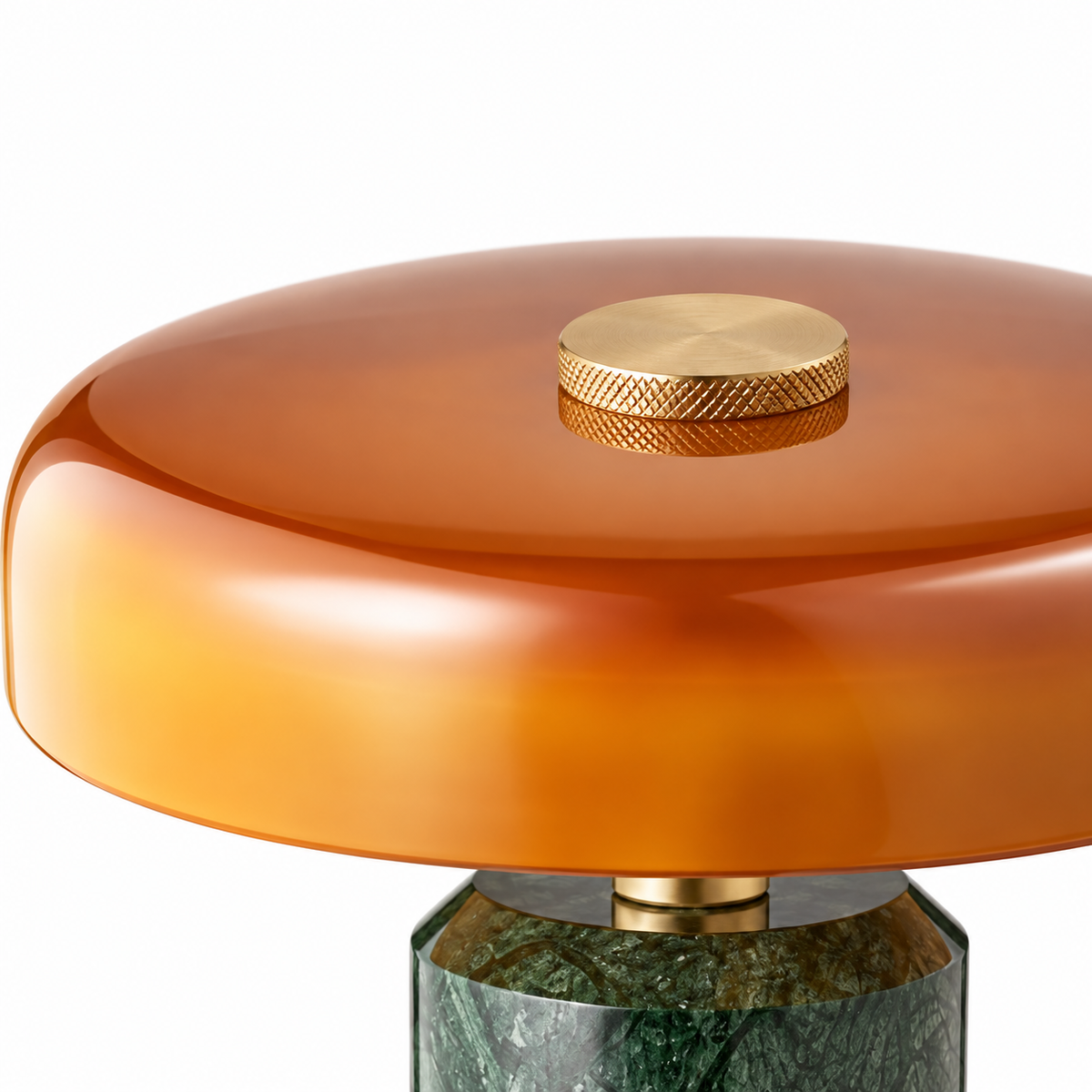 Eira Marble Table Lamp amber dome and round textured top control