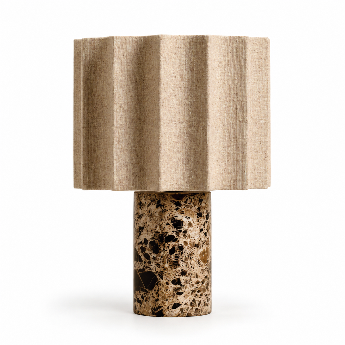 Selene Stone Table Lamp taupe shade and mottled dark base