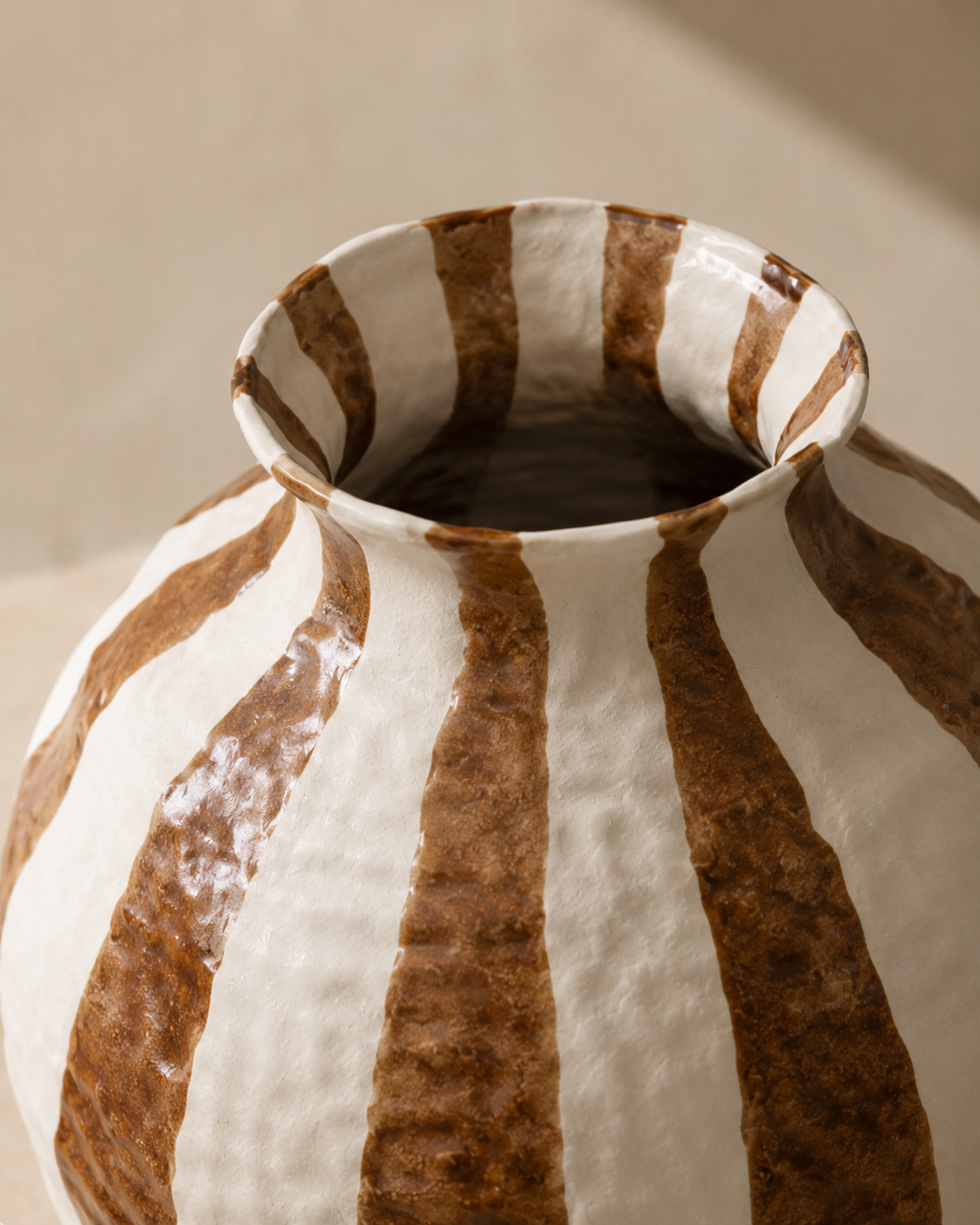 Evia Stripe Vase rim and opening detail