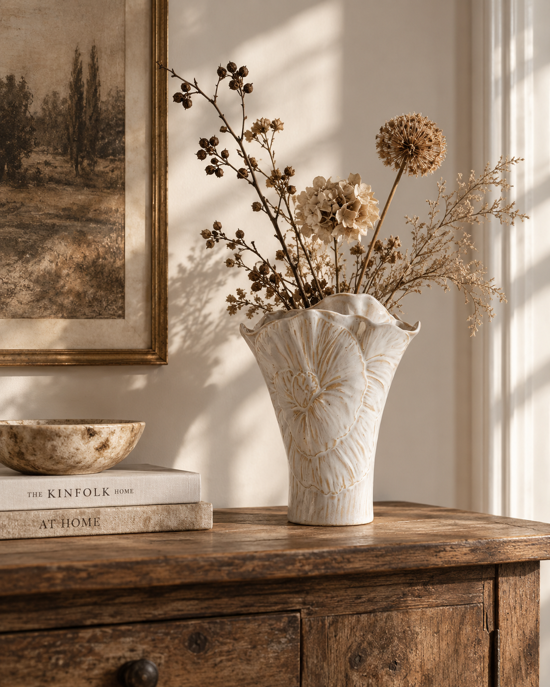 Rina Bloom Vase on a console