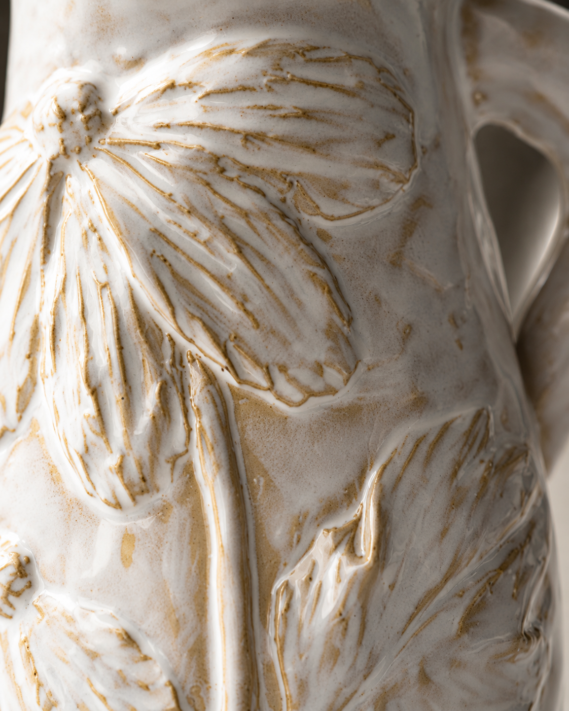 Zara Floral Vase close-up showing raised flowers and stems