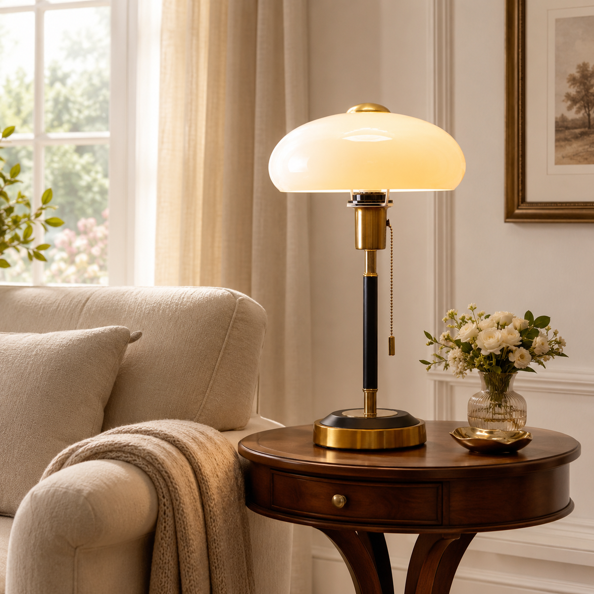 Etta Bedside Table Lamp on a living-room side table