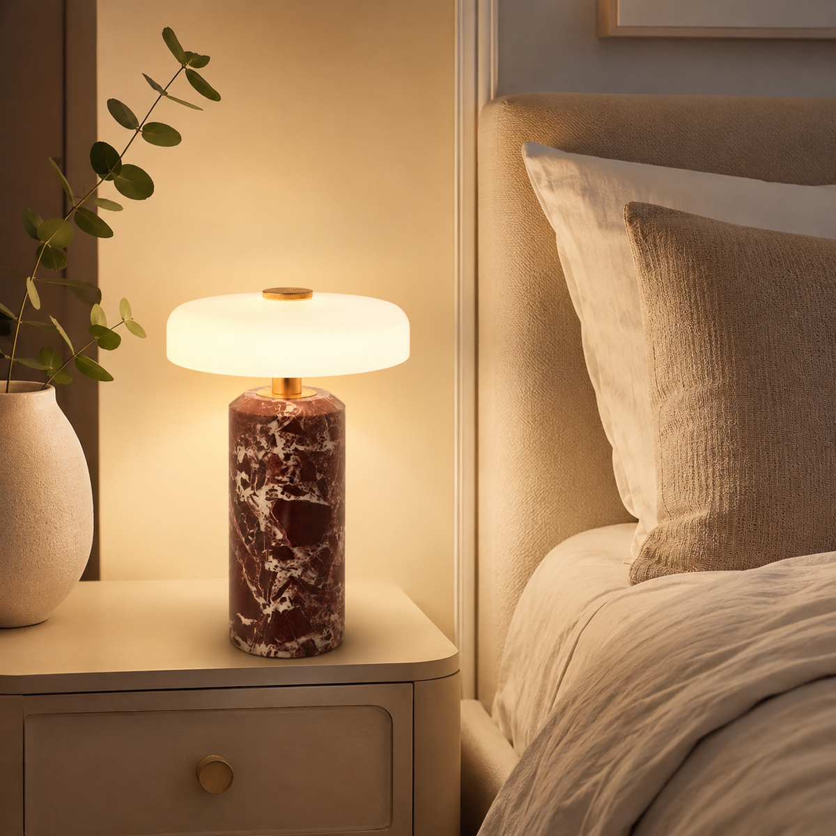 Eloise Sculptural Table Lamp on a bedside table