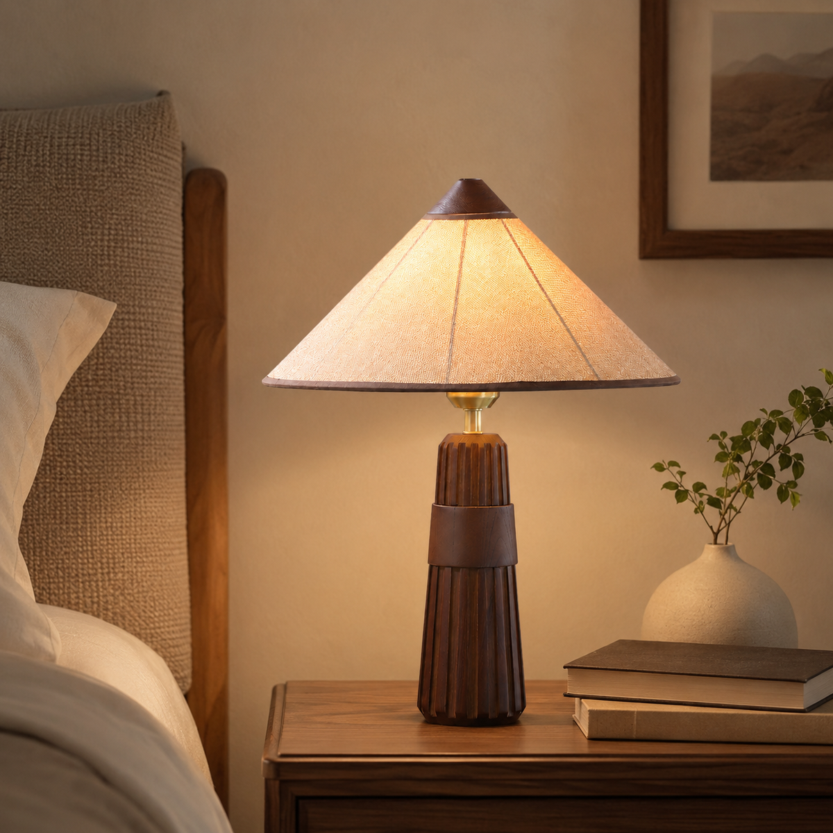 Camille Bedside Table Lamp on a bedside table