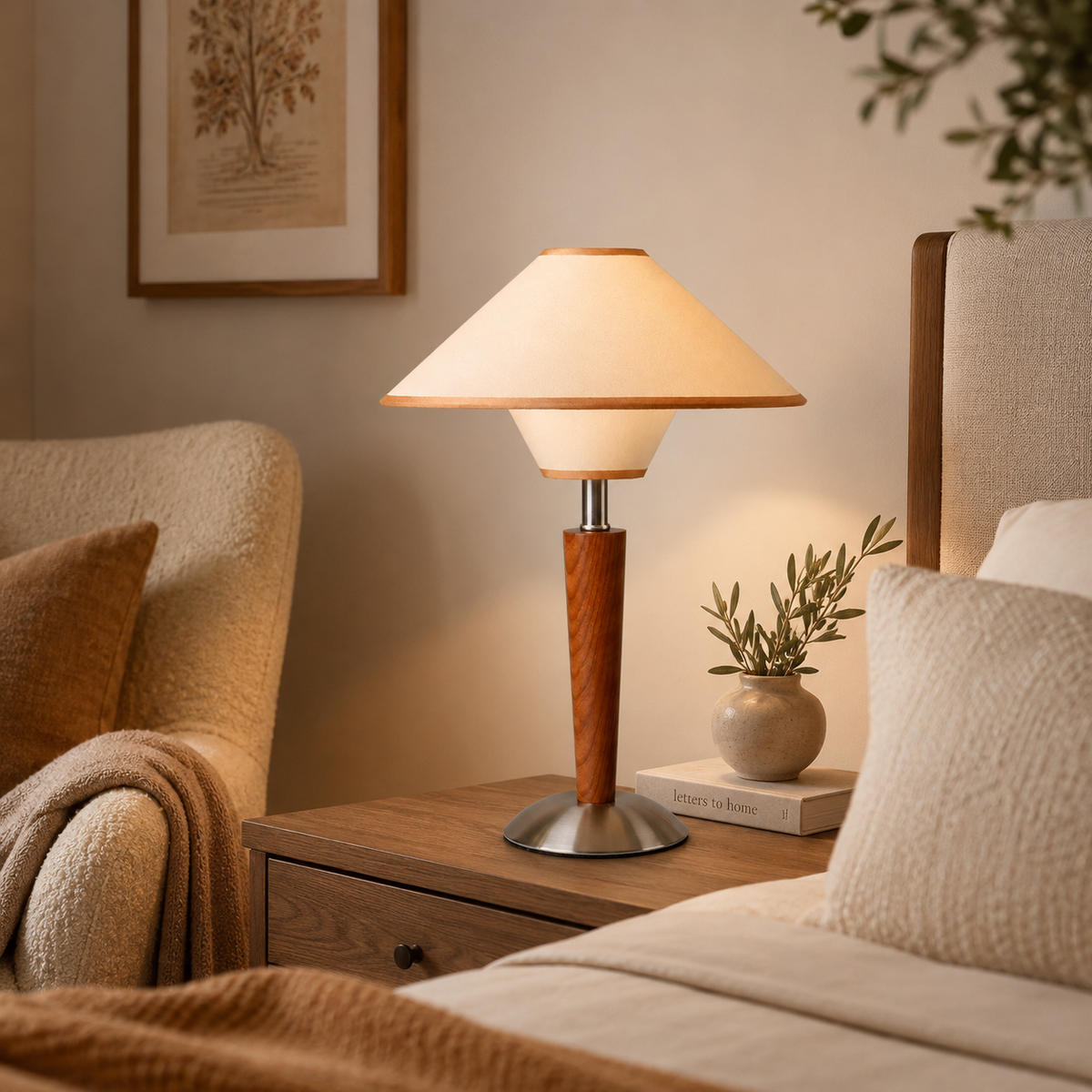 Daria Bedside Table Lamp on a bedside table