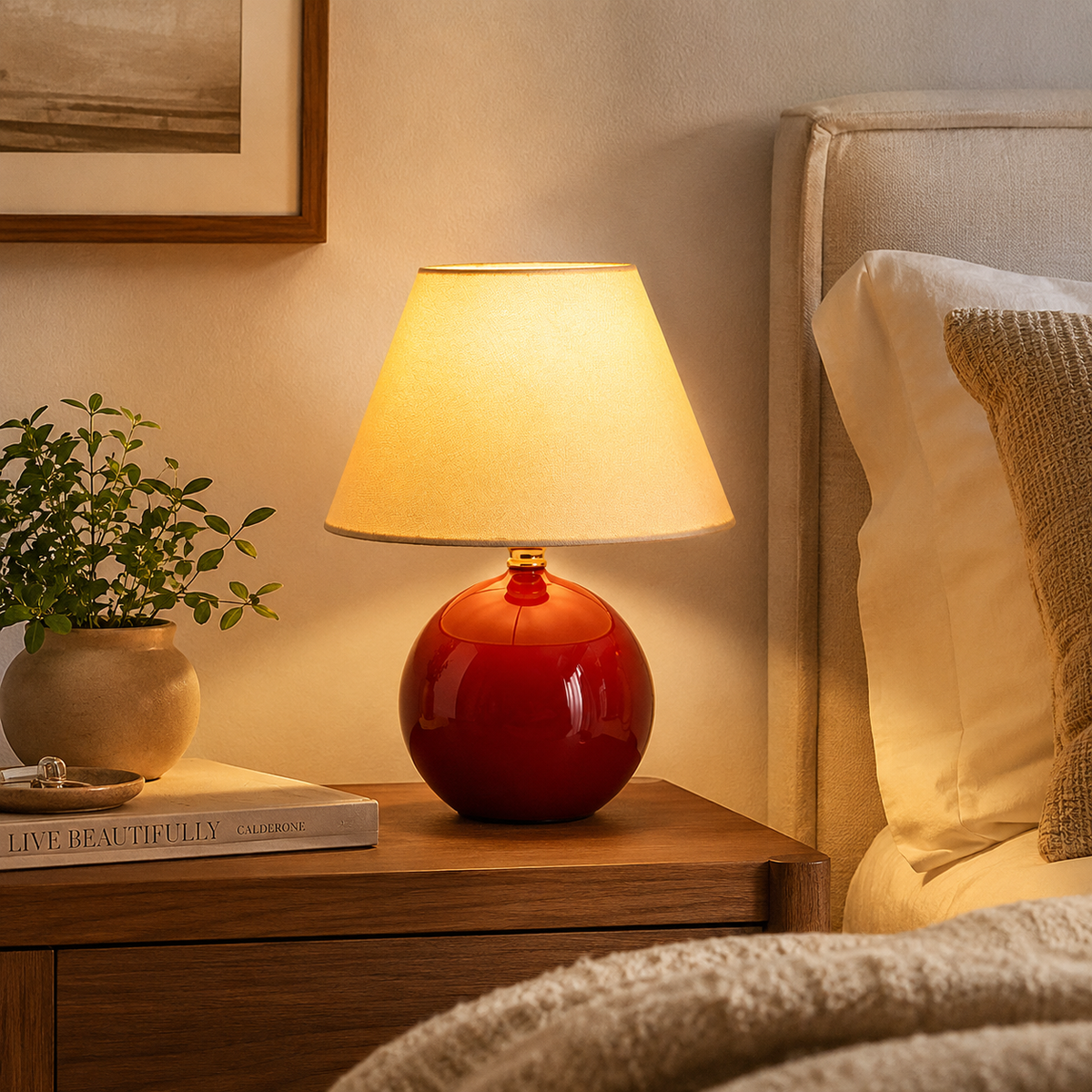 Arlette Bedside Table Lamp on a bedside table