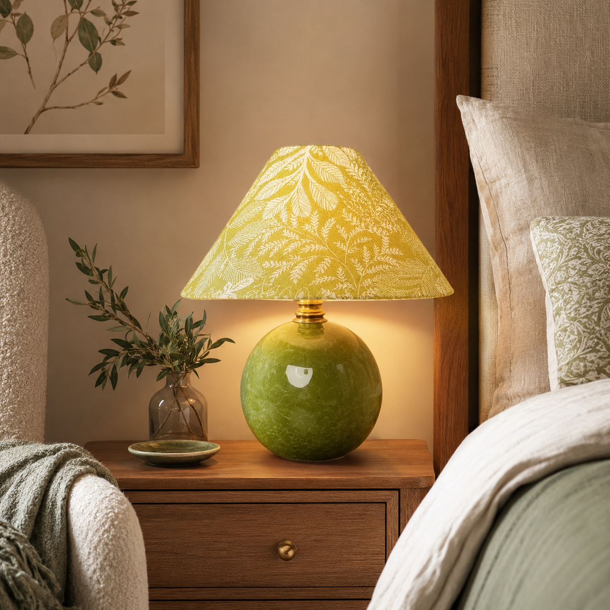 Kaia Bedside Table Lamp on a bedside table