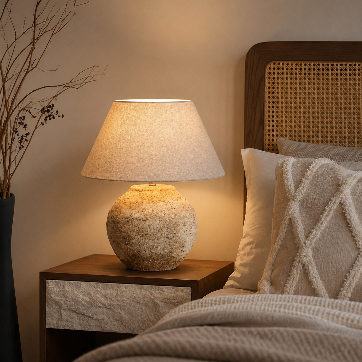 Colette Bedside Table Lamp on a bedside table