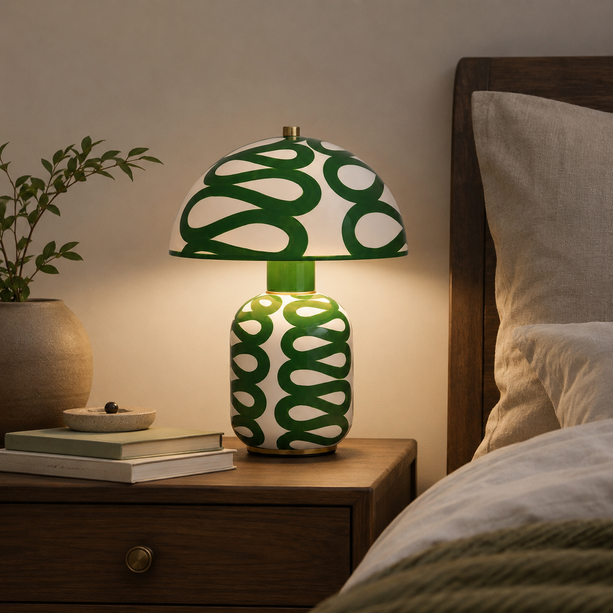 Sylvie Sculptural Table Lamp on a bedside table
