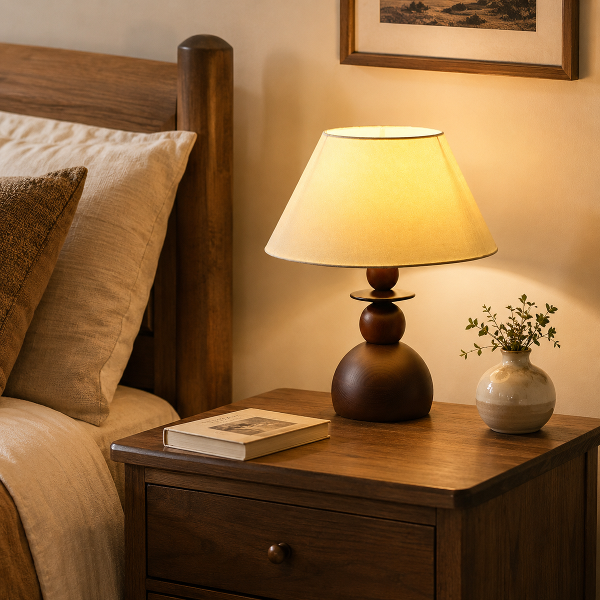Aurelia Bedside Table Lamp on a bedside table