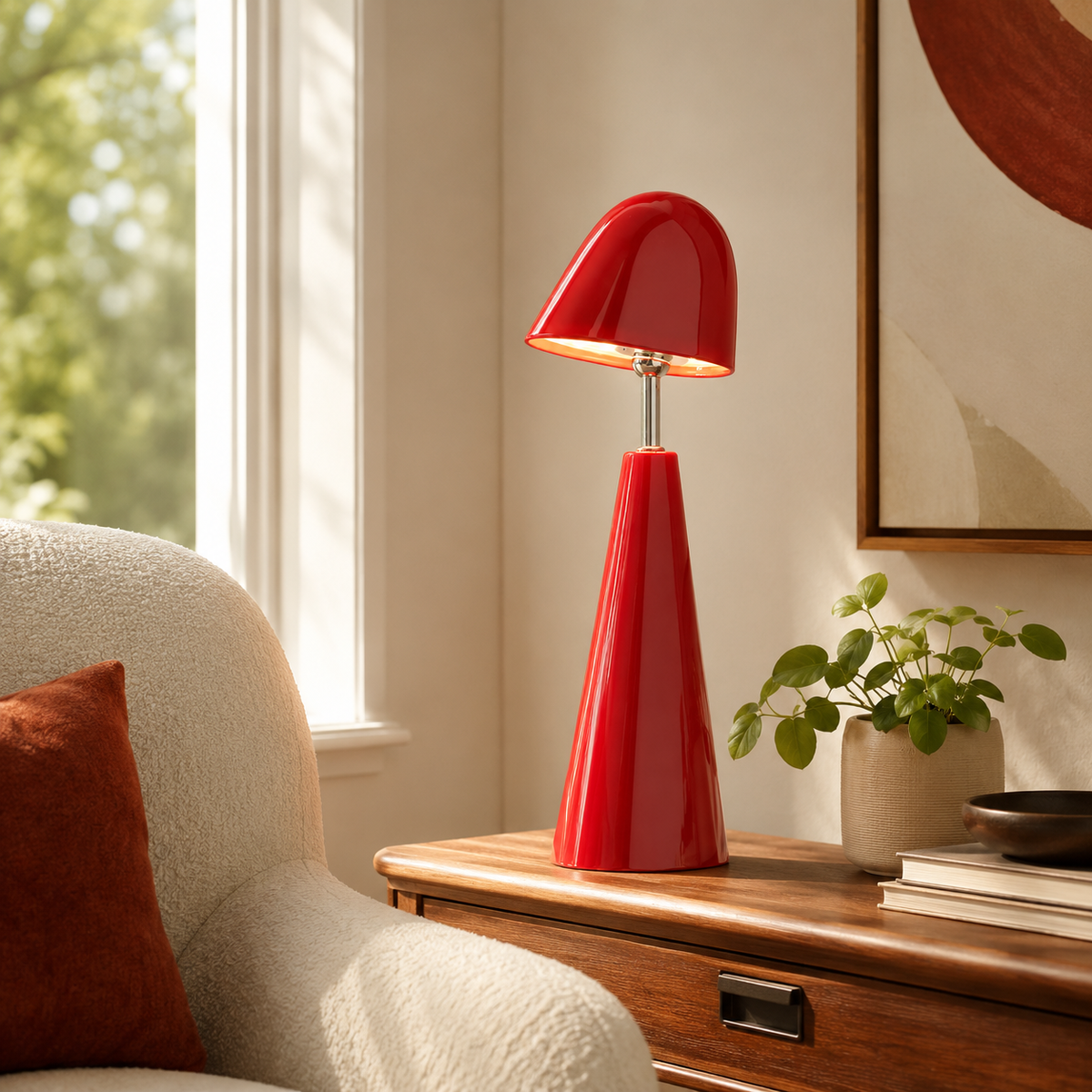 Isolde Sculptural Table Lamp on a side table in a living room