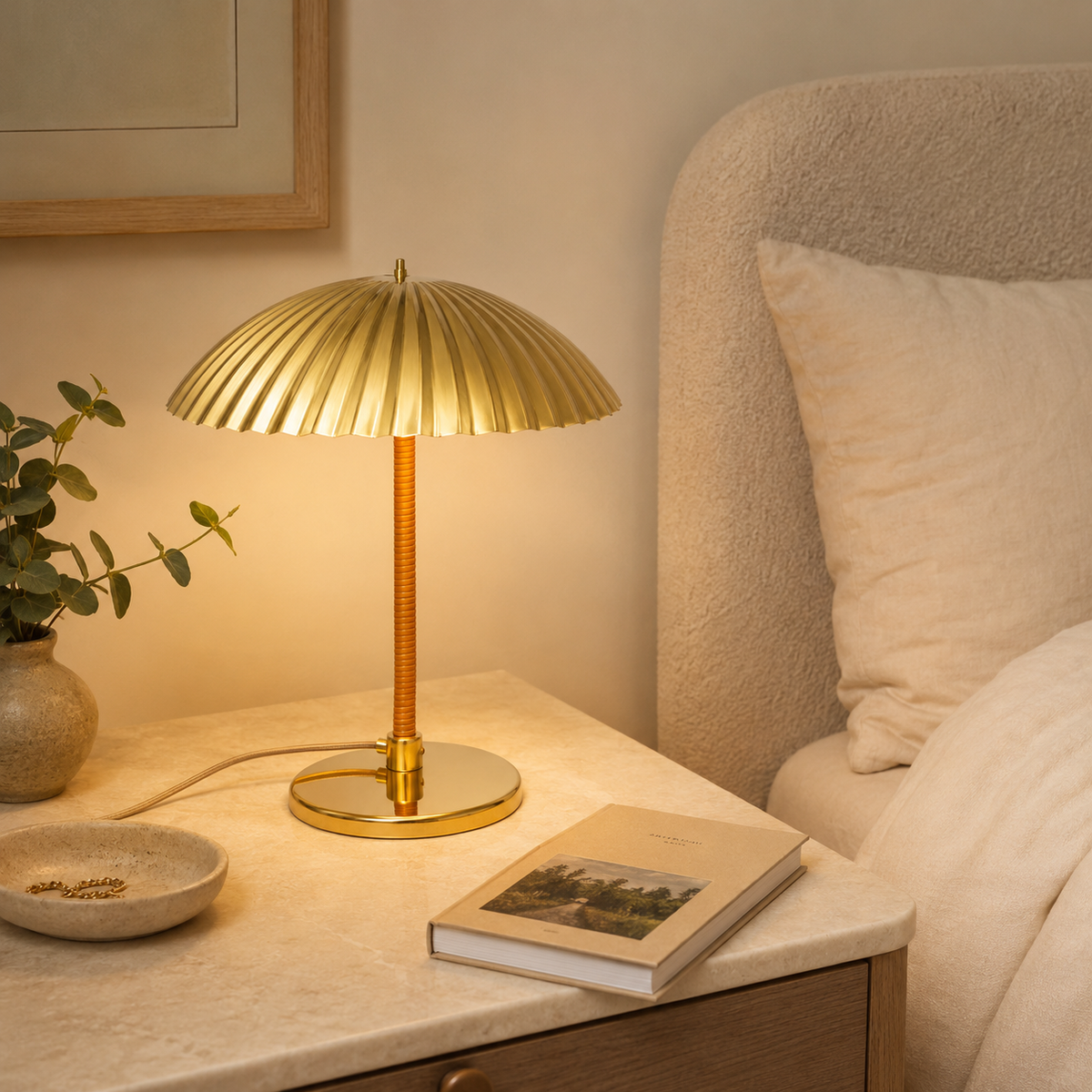 Solene Bedside Table Lamp on a bedside table