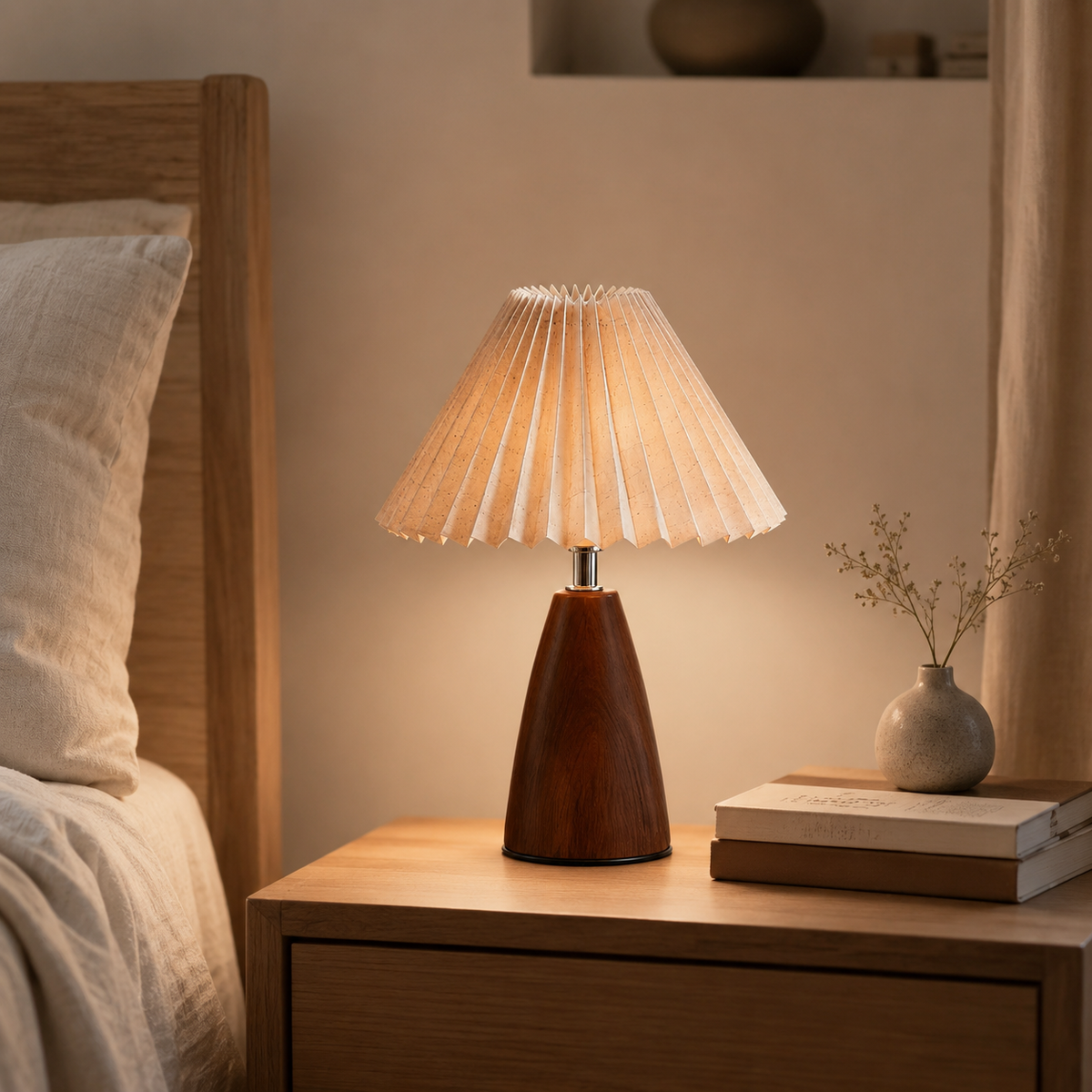 Delia Bedside Table Lamp on a bedside table