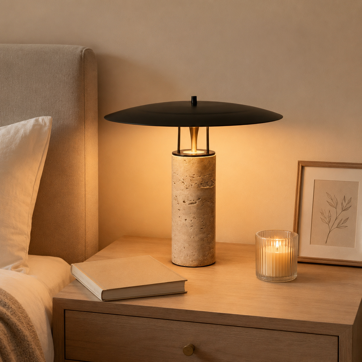 Daphne Sculptural Table Lamp on a bedside table