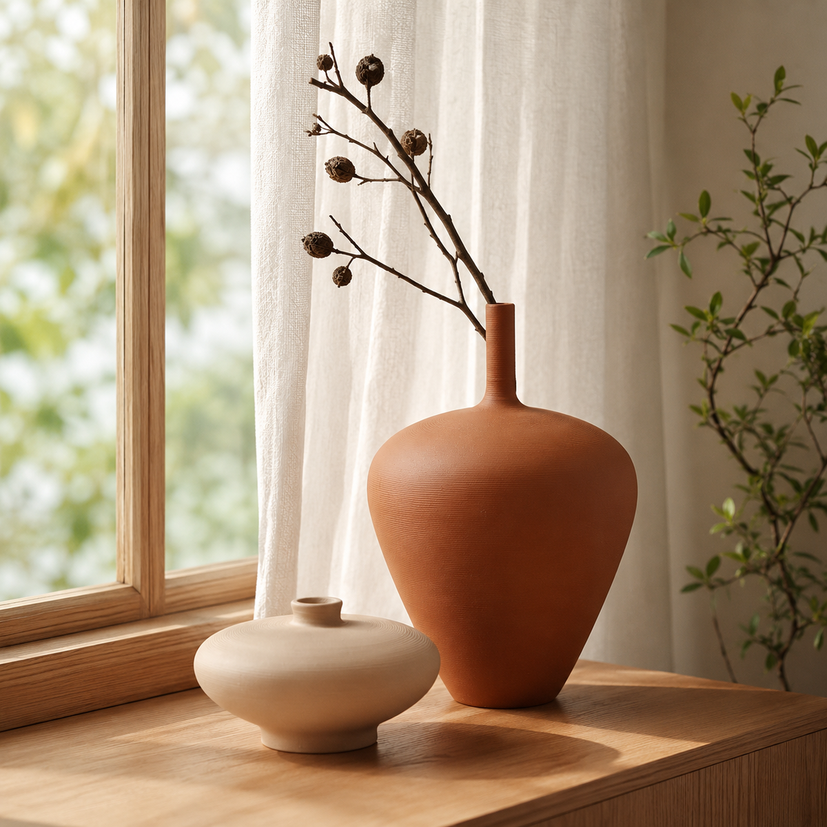 Thea Balance Vase with branches beside a window