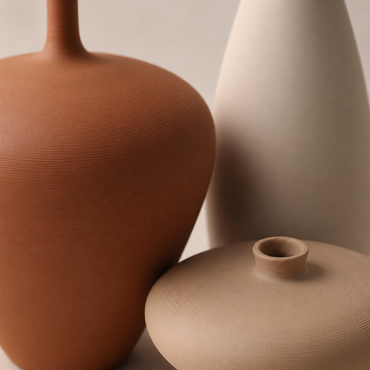 Thea Balance Vase close-up of the rounded neutral-colored forms