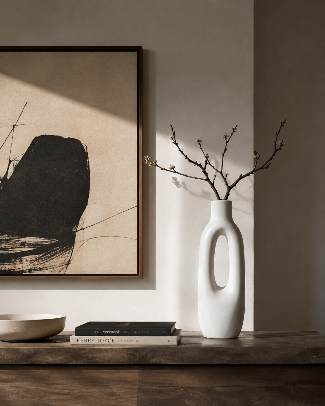 Luna Loop Vase on a console