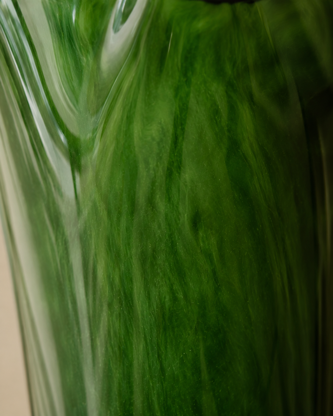 Nela Emerald Vase close-up showing deep green color