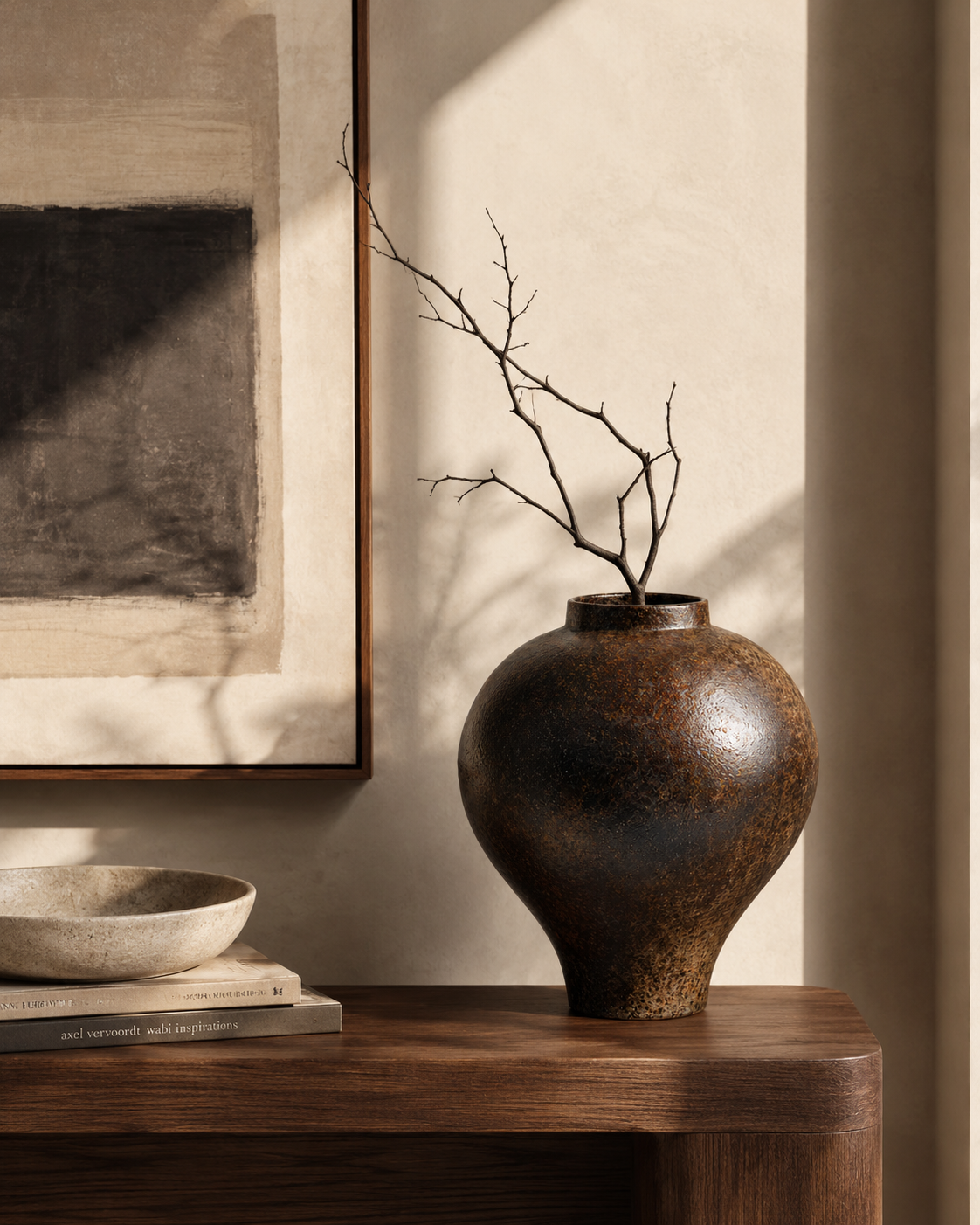 Sora Umber Vase on a console