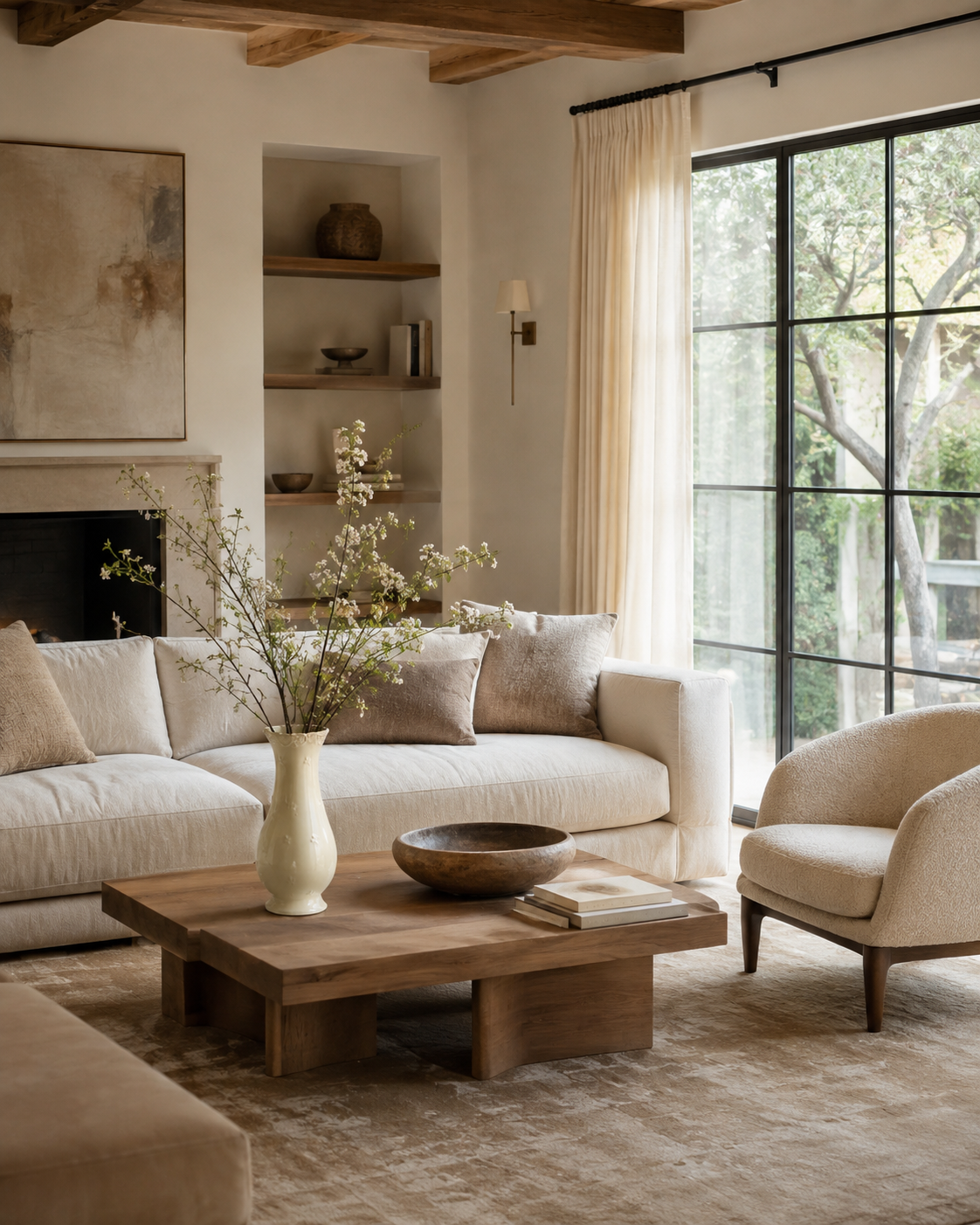 Zara Blossom Vase on a coffee table in a living room