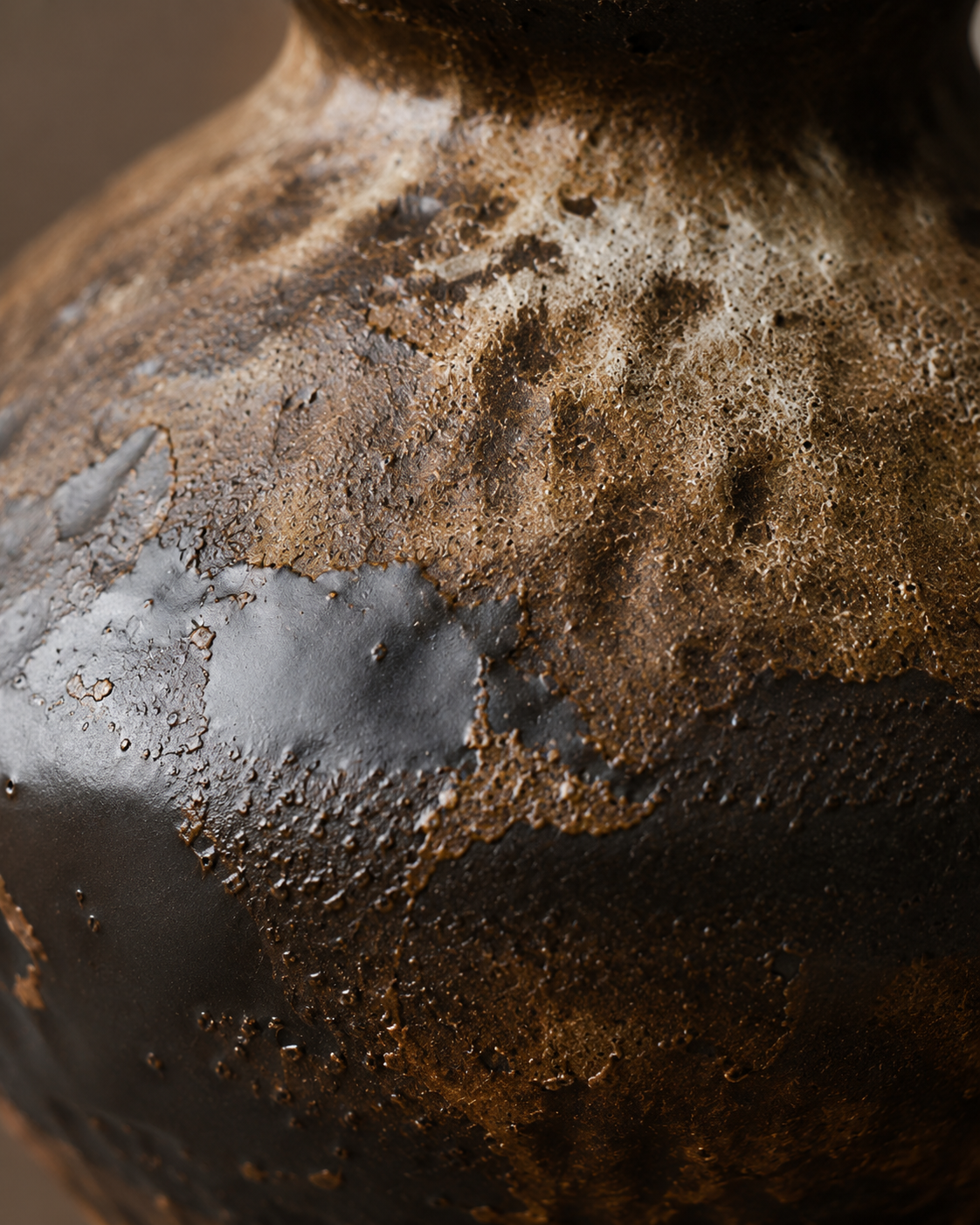 Riva Ember Vase close-up showing dark brown surface with warm mottling