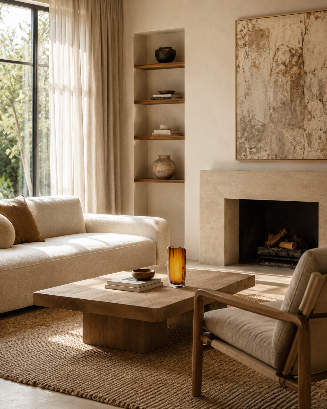 Zara Amber Vase on a coffee table in a living room